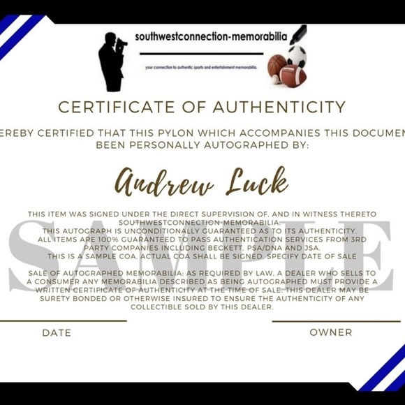 Andrew Luck Indianapolis Colts Signed Pylon Proof - Picture 5 of 5